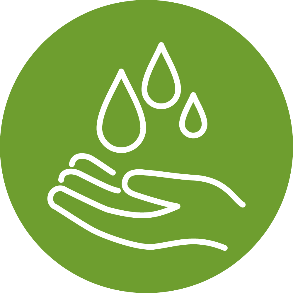Icon of water dropping into hand